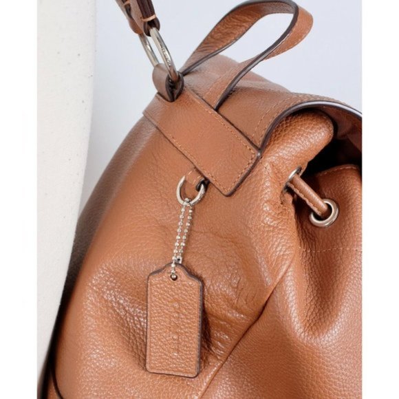 Coach turnlock heritage backpack rucksack brown leather silver hardware main image 6
